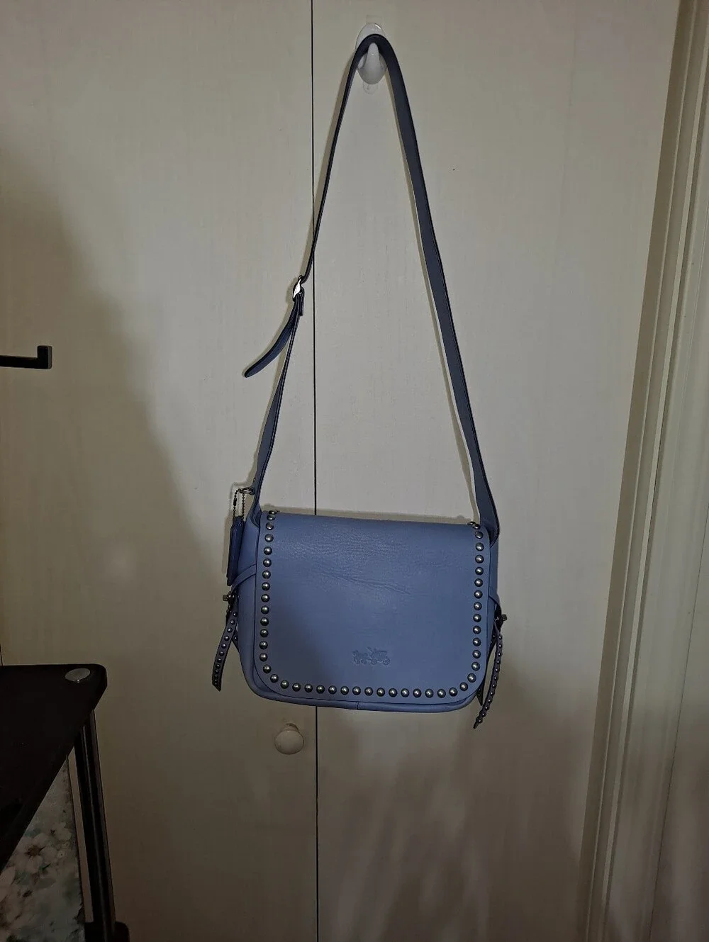 Coach Blue Studded Leather Crossbody Bag